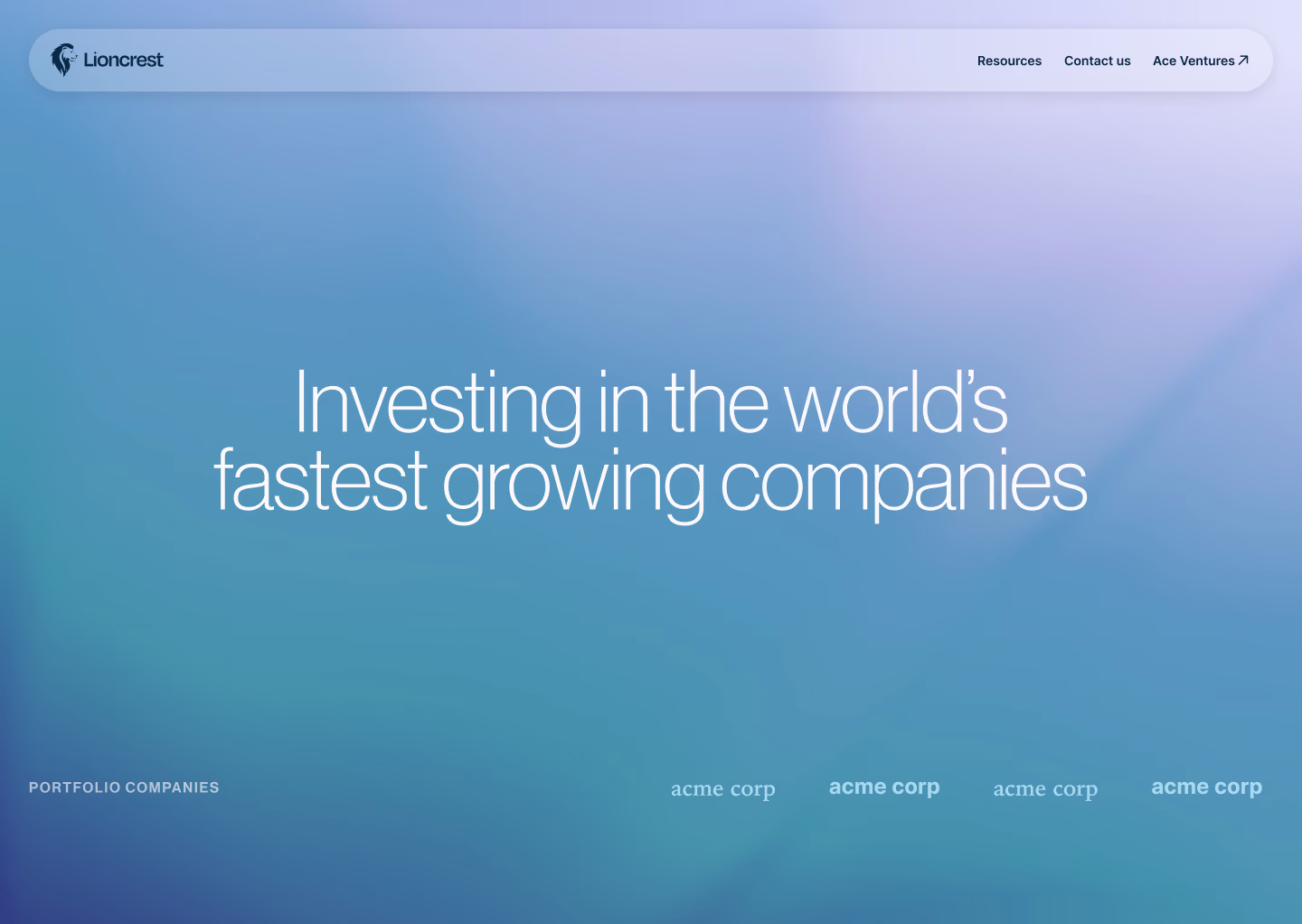 Lioncrest — Venture Capital, built in Webflow